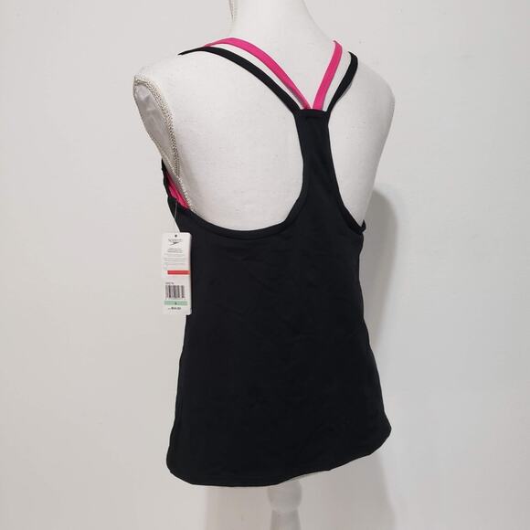 NEW!! Speedo Fit SIZE 8 Black Pink Sport Tankini Top Built Bra Endurance 7723132 - Picture 3 of 14
